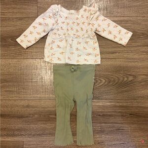 Sage Green Ribbed Baby Leggings Set